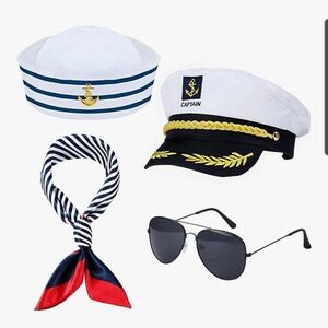 Captain's Nautical Hat and Accessories Set